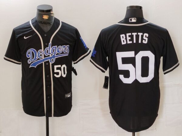 Men's Los Angeles Dodgers #50 Mookie Betts Black Fashion Cool Base Stitched Baseball Jerseys