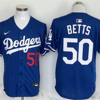 Men's Los Angeles Dodgers #50 Mookie Betts Blue 2024 Limited Stitched Baseball Jersey