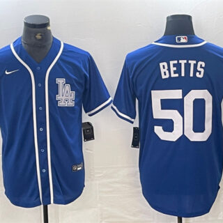 Men's Los Angeles Dodgers #50 Mookie Betts Blue Cool Base Stitched Baseball Jersey