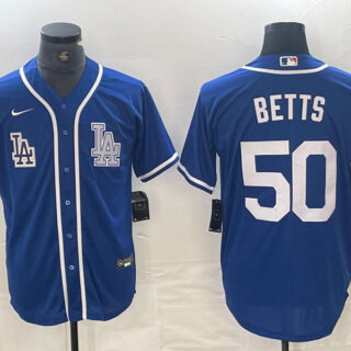 Men's Los Angeles Dodgers #50 Mookie Betts Blue Cool Base Stitched Baseball Jersey