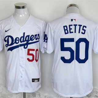 Men's Los Angeles Dodgers #50 Mookie Betts White 2024 Limited Stitched Baseball Jersey