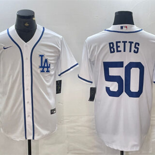 Men's Los Angeles Dodgers #50 Mookie Betts White Cool Base Stitched Baseball Jersey