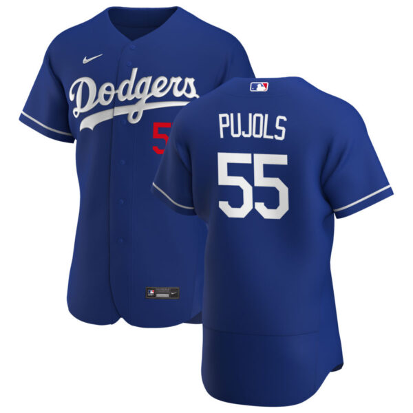 Men's Los Angeles Dodgers #55 Albert Pujols Blue Stitched MLB Flex Base Nike Jersey