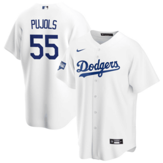 Men's Los Angeles Dodgers #55 Albert Pujols White Stitched Cool base Nike Jersey