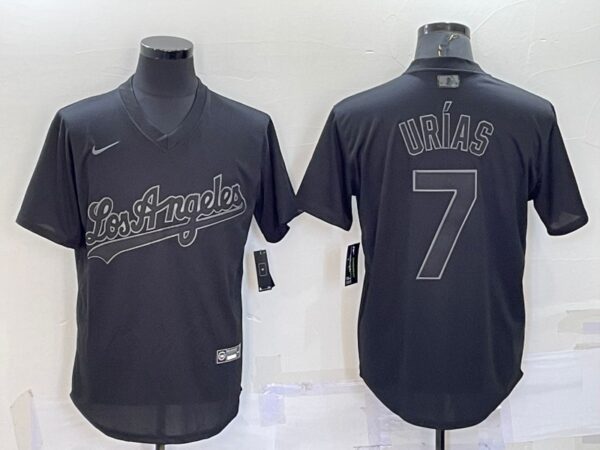 Men's Los Angeles Dodgers #7 Julio Urías Black Stitched Baseball Jersey