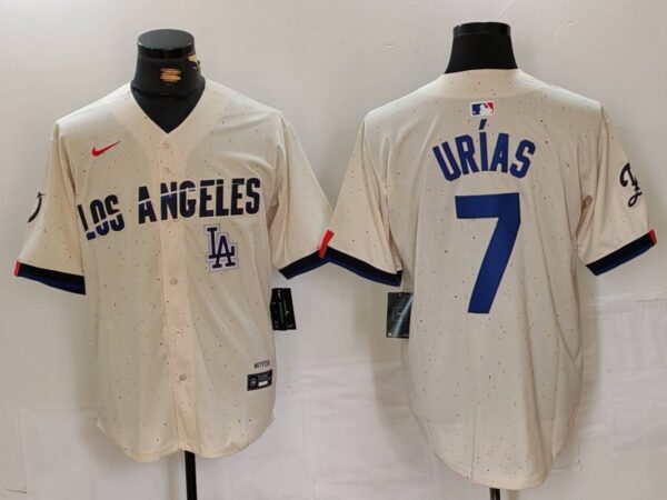 Men's Los Angeles Dodgers #7 Julio Urías Cream Stitched Baseball Jerseys