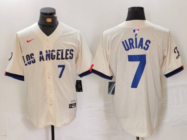 Men's Los Angeles Dodgers #7 Julio Urías Cream Stitched Baseball Jersey2