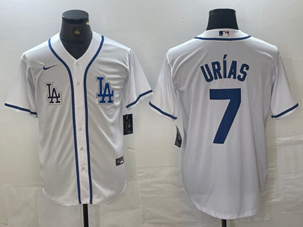 Men's Los Angeles Dodgers #7 Julio Urías White Cool Base Stitched Baseball Jersey