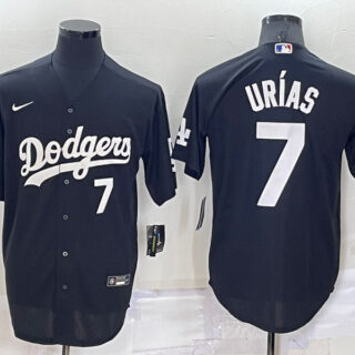 Men's Los Angeles Dodgers #7 Julio Urias Black Cool Base Stitched Jersey