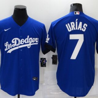Men's Los Angeles Dodgers #7 Julio Urias Blue 2021 City Connect Cool Base Stitched Jersey