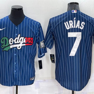 Men's Los Angeles Dodgers #7 Julio Urias Navy Mexico World Series Cool Base Stitched Baseball Jersey