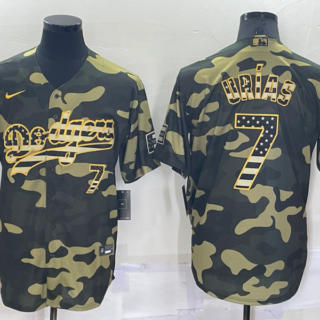 Men's Los Angeles Dodgers #7 Julio Urias Olive Cool Base Stitched Baseball Jersey