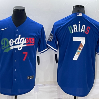 Men's Los Angeles Dodgers #7 Julio Urias Royal Mexico Cool Base Stitched Baseball Jersey