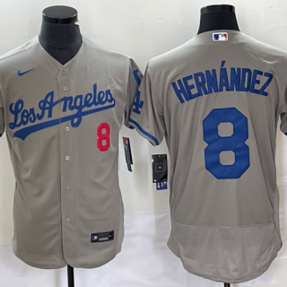 Men's Los Angeles Dodgers #8 Enrique Hernandez Gray Flex Base Stitched Baseball Jersey