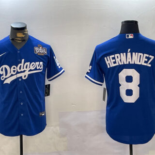 Men's Los Angeles Dodgers #8 Enrique Hernandez Royal 2024 World Series Cool Base Stitched Baseball Jersey