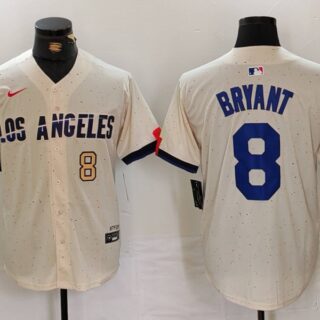 Men's Los Angeles Dodgers #8 Kike Hernandez Cream Stitched Baseball Jerseys