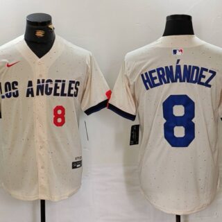 Men's Los Angeles Dodgers #8 Kike Hernandez Cream Stitched Baseball Jerseys