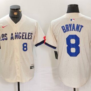Men's Los Angeles Dodgers #8 Kike Hernandez Cream Stitched Baseball Jerseys
