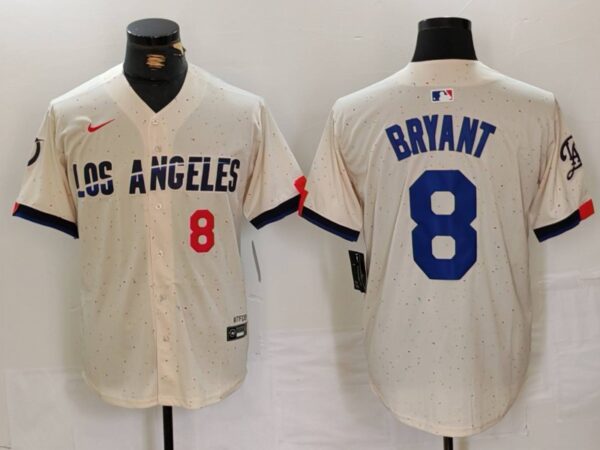 Men's Los Angeles Dodgers #8 Kike Hernandez Cream Stitched Baseball Jerseys