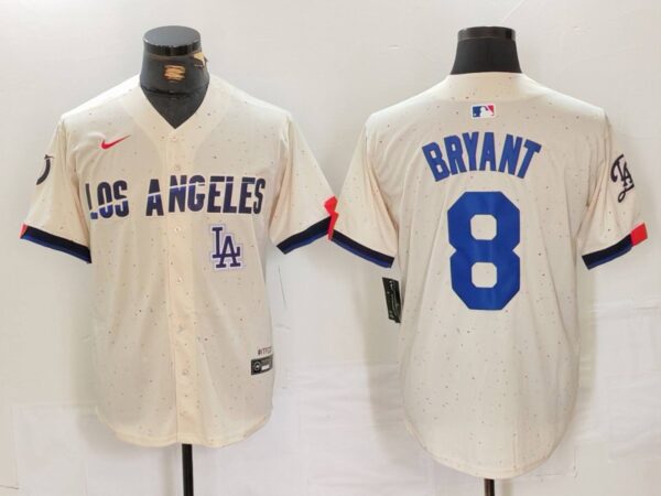 Men's Los Angeles Dodgers #8 Kike Hernandez Cream Stitched Baseball Jerseys