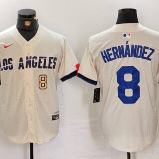 Men's Los Angeles Dodgers #8 Kike Hernandez Cream Stitched Baseball Jerseys