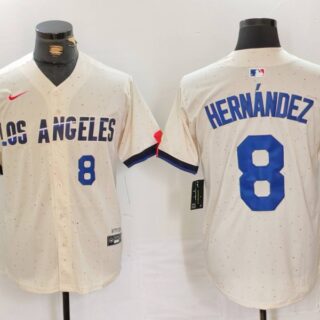 Men's Los Angeles Dodgers #8 Kike Hernandez Cream Stitched Baseball Jerseys