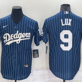 Men's Los Angeles Dodgers #9 Gavin Lux Navy Cool Base Stitched Jersey