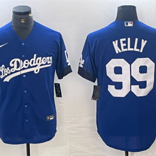 Men's Los Angeles Dodgers #99 Joe Kelly Blue City Connect Cool Base Stitched Baseball Jersey
