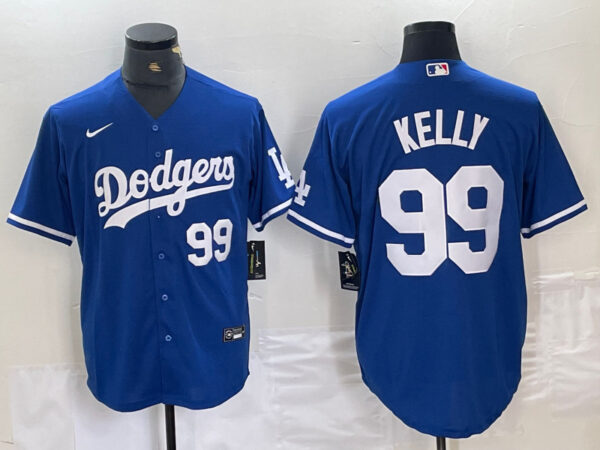 Men's Los Angeles Dodgers #99 Joe Kelly Blue City Connect Cool Base Stitched Baseball Jersey