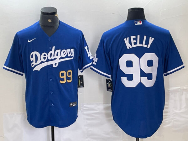 Men's Los Angeles Dodgers #99 Joe Kelly Blue City Connect Cool Base Stitched Baseball Jersey