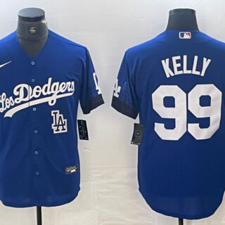 Men's Los Angeles Dodgers #99 Joe Kelly Blue City Connect Cool Base Stitched Baseball Jersey