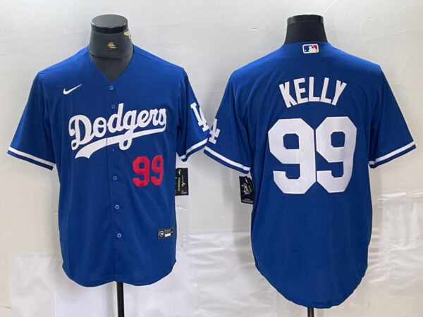 Men's Los Angeles Dodgers #99 Joe Kelly Blue City Connect Cool Base Stitched Baseball Jersey