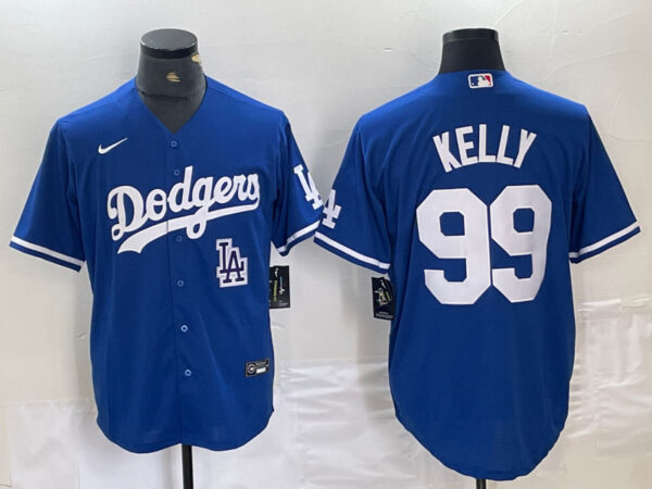 Men's Los Angeles Dodgers #99 Joe Kelly Blue City Connect Cool Base Stitched Baseball Jersey