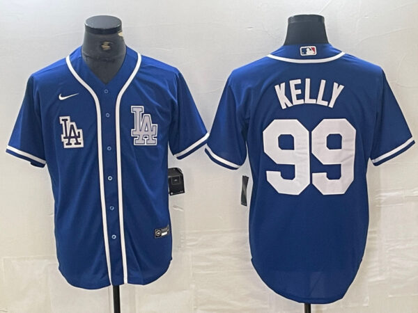 Men's Los Angeles Dodgers #99 Joe Kelly Blue Cool Base Stitched Baseball Jersey