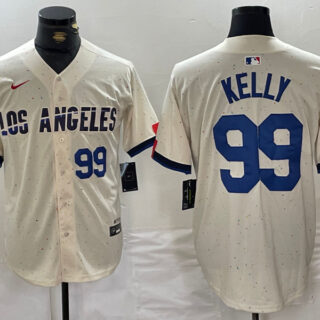 Men's Los Angeles Dodgers #99 Joe Kelly Cream Stitched Baseball Jerseys