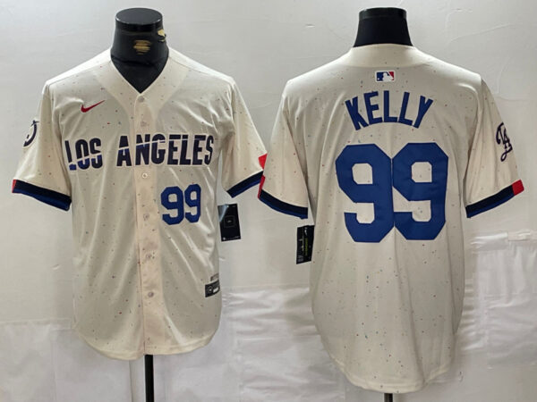Men's Los Angeles Dodgers #99 Joe Kelly Cream Stitched Baseball Jerseys