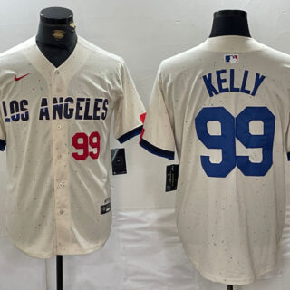 Men's Los Angeles Dodgers #99 Joe Kelly Cream Stitched Baseball Jerseys