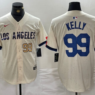 Men's Los Angeles Dodgers #99 Joe Kelly Cream Stitched Baseball Jerseys