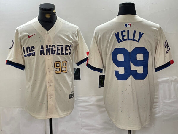 Men's Los Angeles Dodgers #99 Joe Kelly Cream Stitched Baseball Jerseys