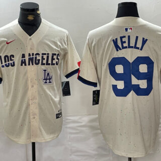 Men's Los Angeles Dodgers #99 Joe Kelly Cream Stitched Baseball Jerseys