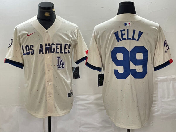 Men's Los Angeles Dodgers #99 Joe Kelly Cream Stitched Baseball Jerseys