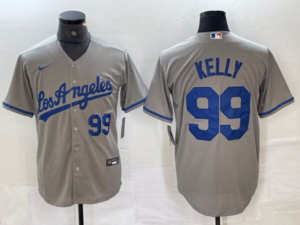 Men's Los Angeles Dodgers #99 Joe Kelly Grey Stitched Jersey(Run Small)