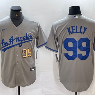 Men's Los Angeles Dodgers #99 Joe Kelly Grey Stitched Jersey(Run Small)