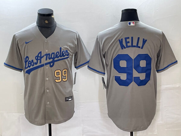 Men's Los Angeles Dodgers #99 Joe Kelly Grey Stitched Jersey(Run Small)