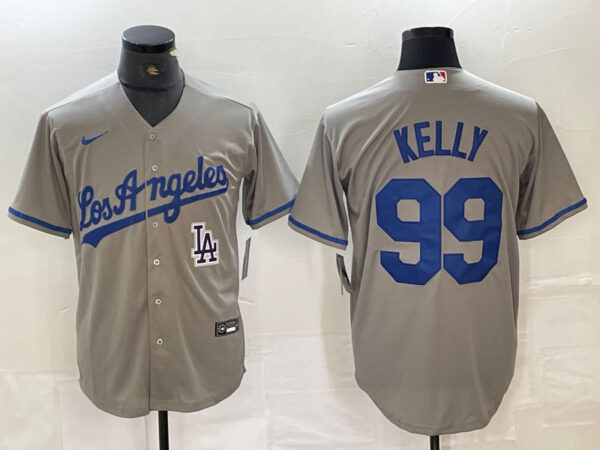 Men's Los Angeles Dodgers #99 Joe Kelly Grey Stitched Jersey(Run Small)