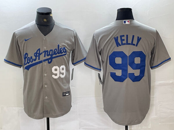 Men's Los Angeles Dodgers #99 Joe Kelly Grey Stitched Jersey(Run Small)2