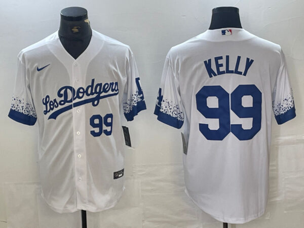 Men's Los Angeles Dodgers #99 Joe Kelly White City Connect Cool Base Stitched Baseball Jersey