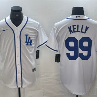 Men's Los Angeles Dodgers #99 Joe Kelly White Cool Base Stitched Baseball Jersey