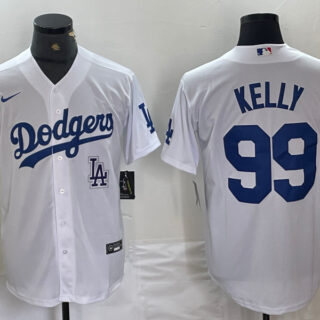 Men's Los Angeles Dodgers #99 Joe Kelly White Cool Base Stitched Baseball Jersey