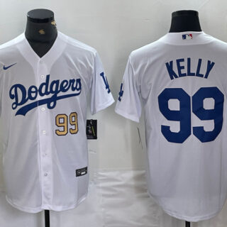 Men's Los Angeles Dodgers #99 Joe Kelly White Cool Base Stitched Baseball Jersey